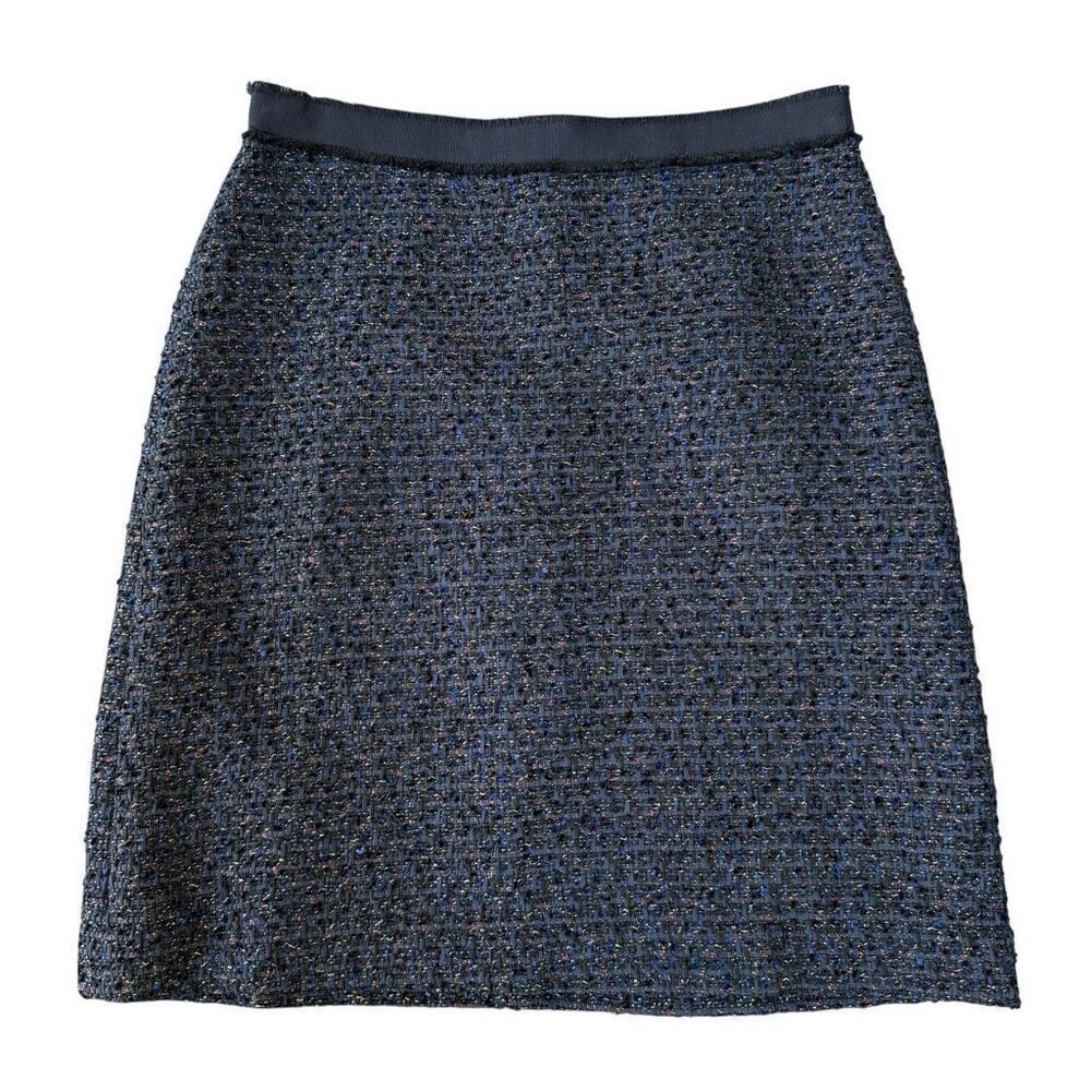 Ann Taylor navy blue shimmery tweed pencil skirt size 6